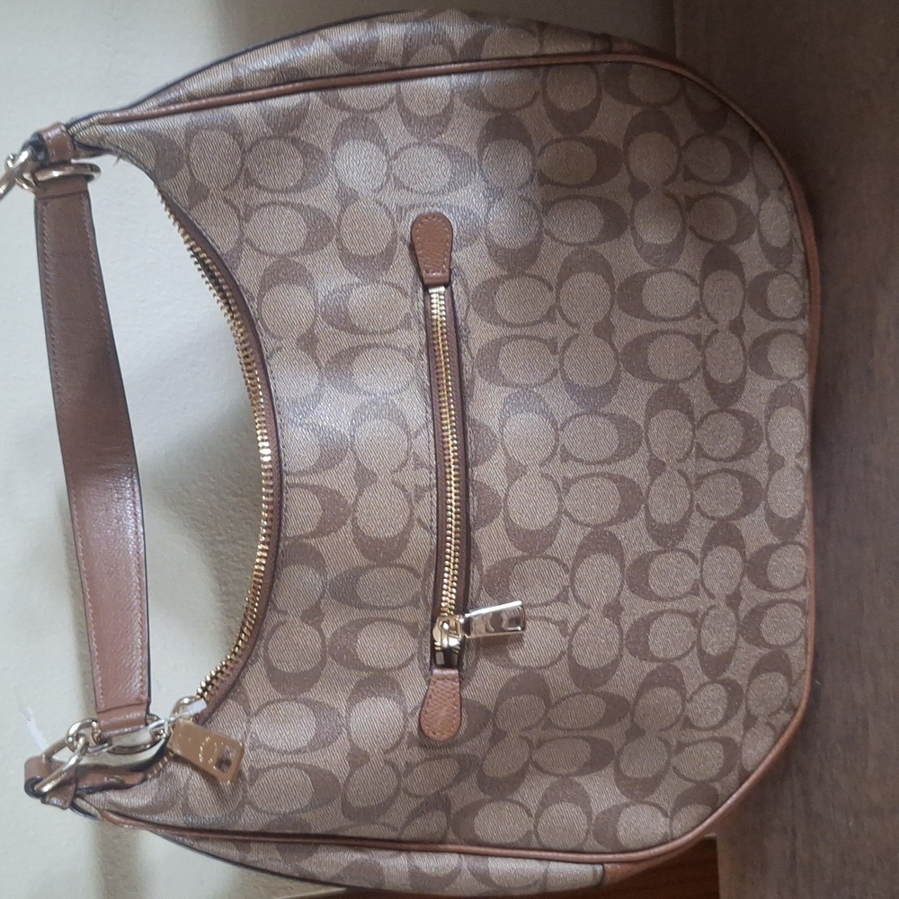 Coach Tan Signature Hobo Bag Nwot - Picture 2 of 16